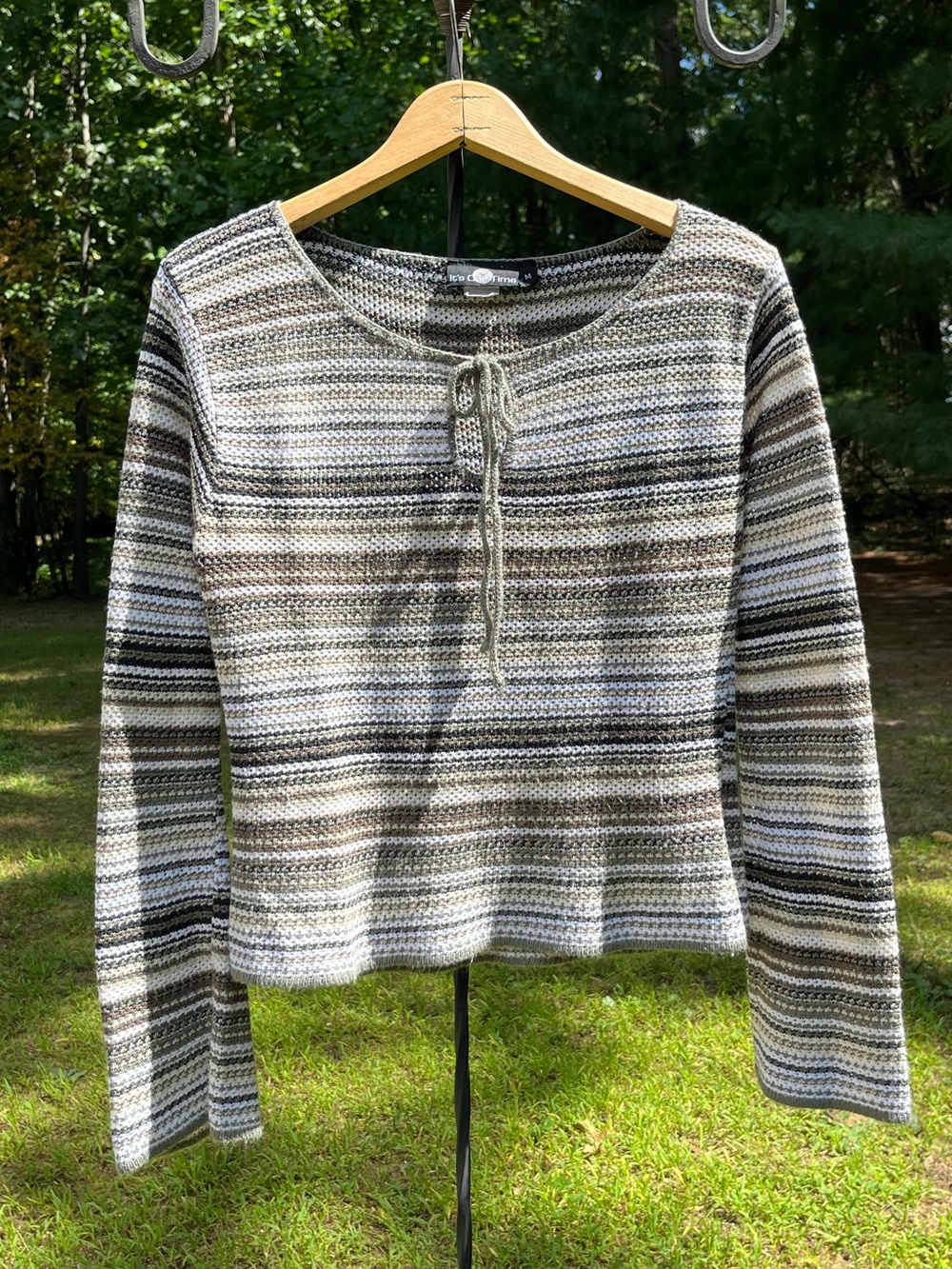 Y2K It’s Our Time Striped Knit Bell Sleeve Sweater Size M Whimsigoth Fairy